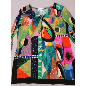 Joseph Ribkoff Abstract Tunic Top SZ 8 Modern Artsy Boho Quality